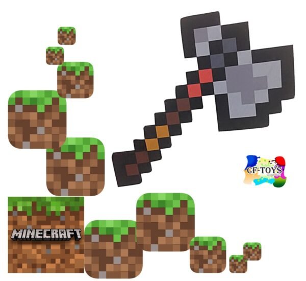 MINECRAFT HACHA NETHERITE: Bloques 8 Bit