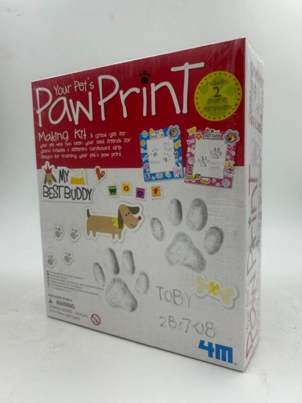 JUEGO DIDACTICO: TOYSMITH 4M: PAW PRINT: FABRICA PLACA CON HUELLA PERRO Y GATO: ARCILLA RECUERDO MASCOTA DIY