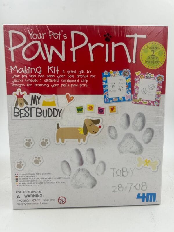 JUEGO DIDACTICO: TOYSMITH 4M: PAW PRINT: FABRICA PLACA CON HUELLA PERRO Y GATO: ARCILLA RECUERDO MASCOTA DIY - Image 2