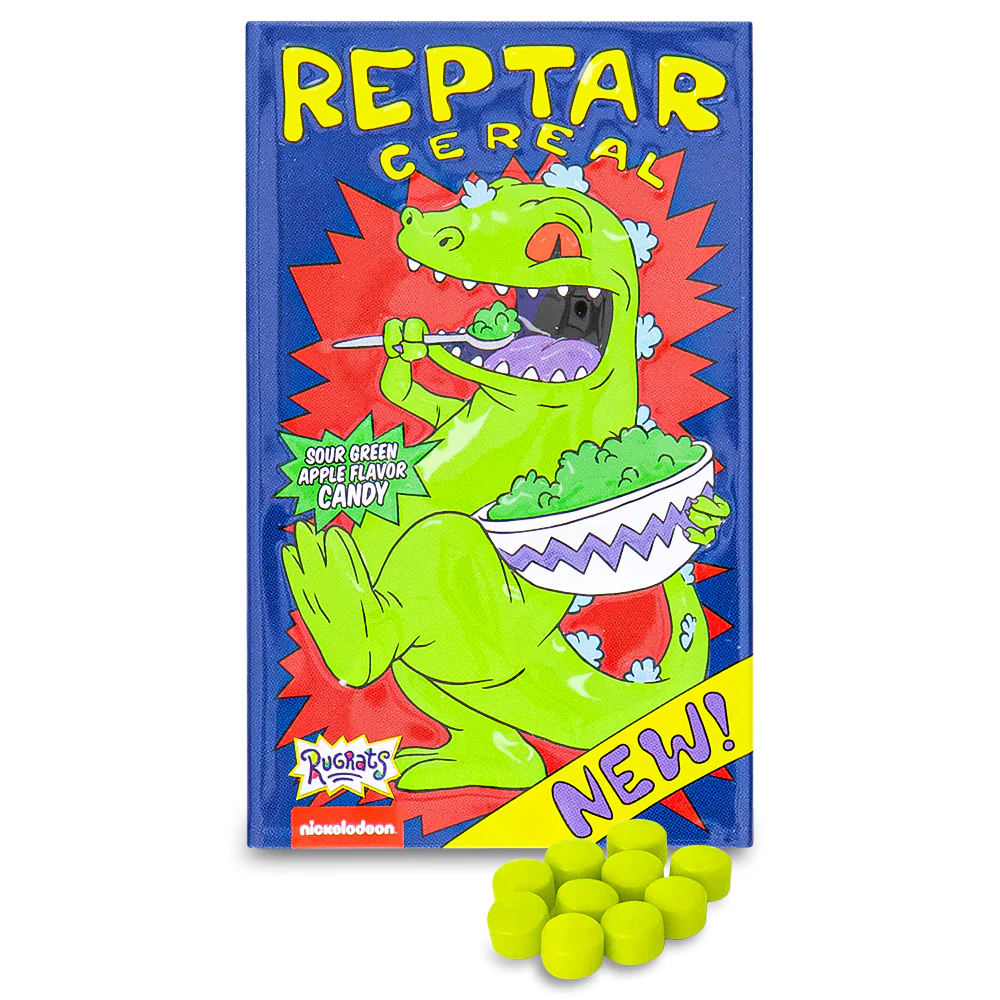 Dulcero Metalico de Rugrats: Forma de Cereal de Reptar 12 Piezas sabor manzana verde - Image 2