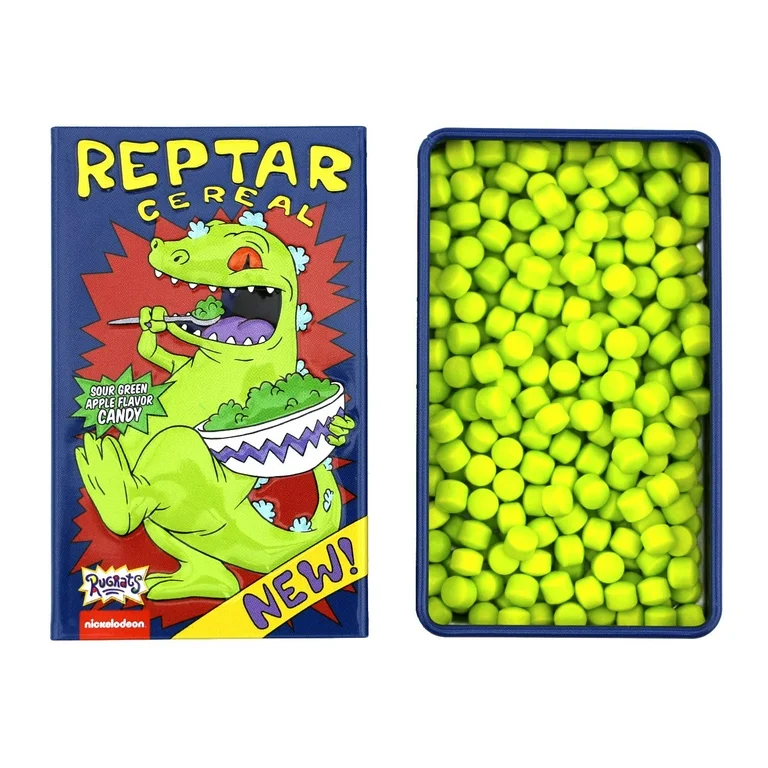 Dulcero Metalico de Rugrats: Forma de Cereal de Reptar 12 Piezas sabor manzana verde - Image 4